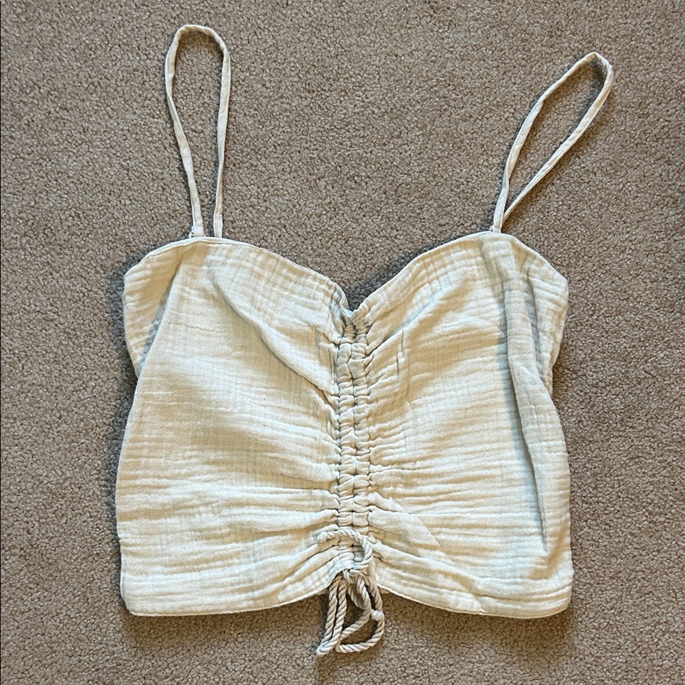 Aerie Ruched Front Lightweight Spaghetti Strap Crop Top